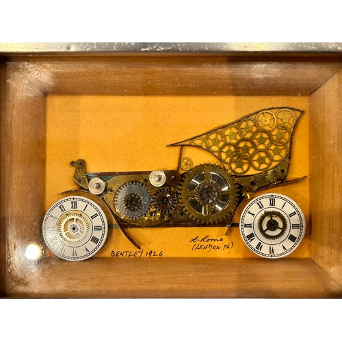 151 - Framed 1926 Bentley made from watch parts
signed 'T Roma London '76'