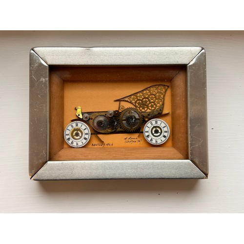 151 - Framed 1926 Bentley made from watch parts
signed 'T Roma London '76'