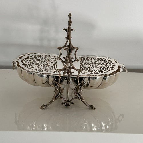 9 - A Victorian Silver Plated Clam Shell Muffin Warmer. Walker & Hall, Sheffield. 24.5cm high.