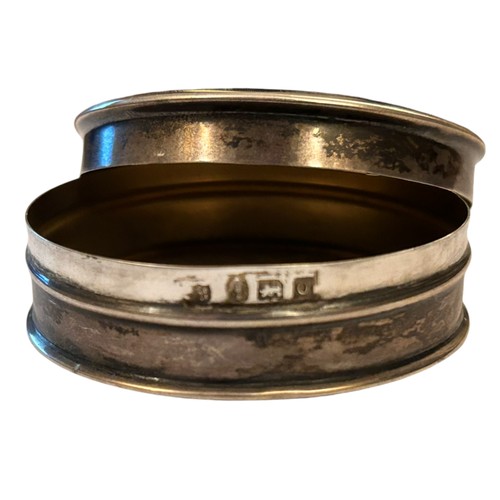 33 - A Silver Bangle & Silver Pin Box (2) 45.6g 
Bangle by Herbert Bushell & Son Ltd, Birmingham 1954 17.... 