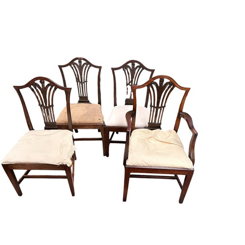 240 - A Part Set of Dining Chairs (4) 3 chairs & 1 carver 
Mahogany with feather detail