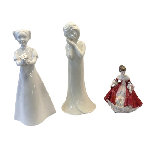 192 - Three Ceramic Figurines (3) Royal Doulton Southern Belle miniature, Royal Worcester Sweet Dreams & J... 