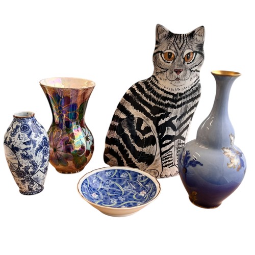 219 - A Collection of Ceramics inc Bonn vase, Turn vase, black and white cat Cats by Nina and others (5)