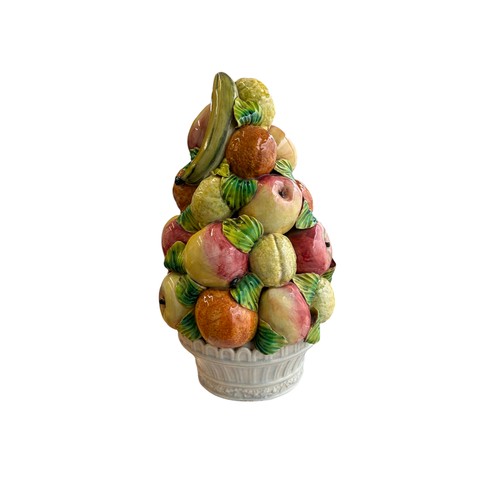 221 - A ceramic fruit topiary model with thermometer inside. Large and impressive colourful piece.