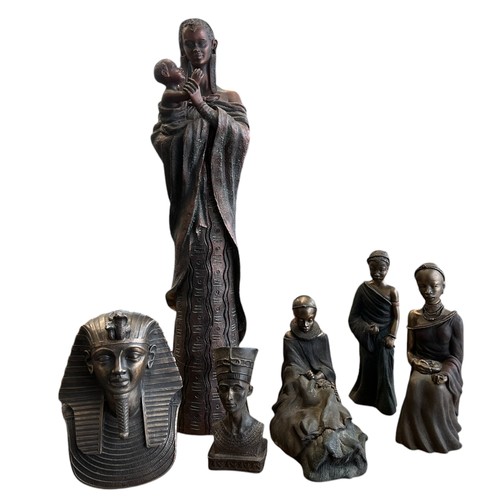 197 - Tribes of Africa collection, Tanei, Nyimbo, Nena and Kaweria figurines, also two Egyptian figures (6... 