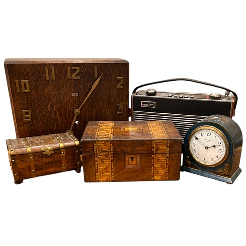 123 - A Collection of items inc Small Inlaid Writing Box, Roberts Radio, Treasury Chest Jewellery Box & Br... 