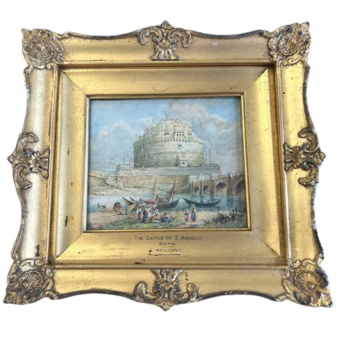 150 - B. Nolcini, Watercolour in Gilt Frame 'The Castle of S Angelo' 11.5cm x 13.5cm (23.5cm x 25.5cm); al... 