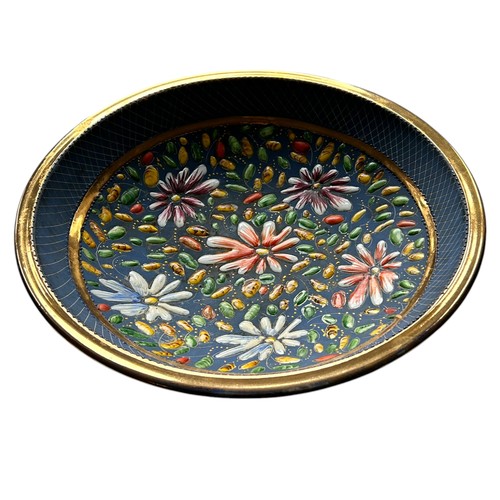 89 - H. Bequet Quare Gnon Belgium, enamelled and gilt footed Tazza featuring flowers