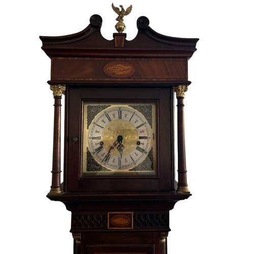 25 - Reproduction Long Case Clock 'Grand Mother Clock', Inlaid Mahogany Case with possible later mechanis... 