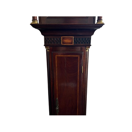 25 - Reproduction Long Case Clock 'Grand Mother Clock', Inlaid Mahogany Case with possible later mechanis... 