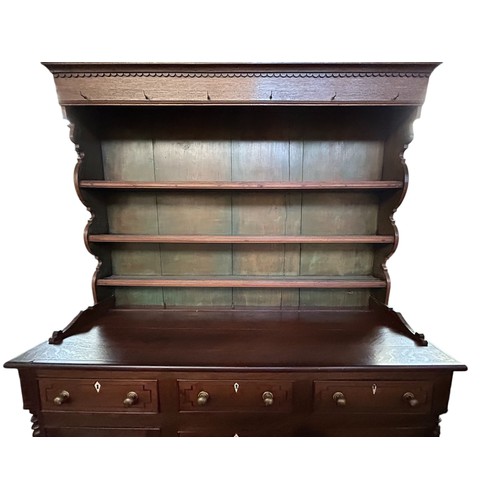 179 - A Large Mahogany Dresser
168cm wide x 94cm to top of dresser / 215cm to top of shelves x 52cm deep