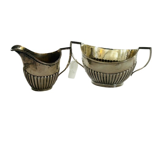 110 - A Hallmarked Silver matching Sugar Bowl and Creamer, (2) 158.6g by Goldsmiths & Silversmiths Co Ltd ... 