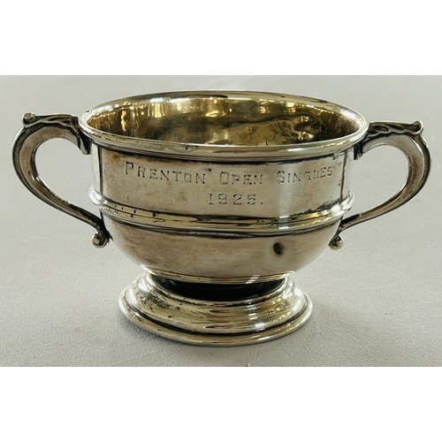 112 - A Silver Presentation Cup 73.8g inscribed 'Prenton Open Singles 1925' Birmingham 1924