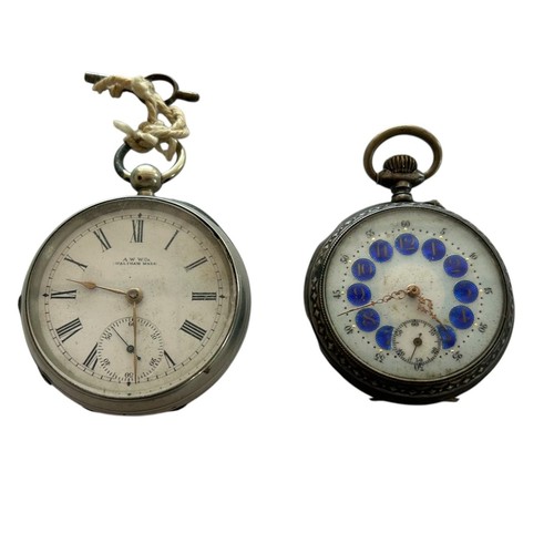 160 - Two Pocket Watches (2)
A White Metal Cased Open Dial Keyless, Remontoir Cylindre 10 Rubis, German  (... 
