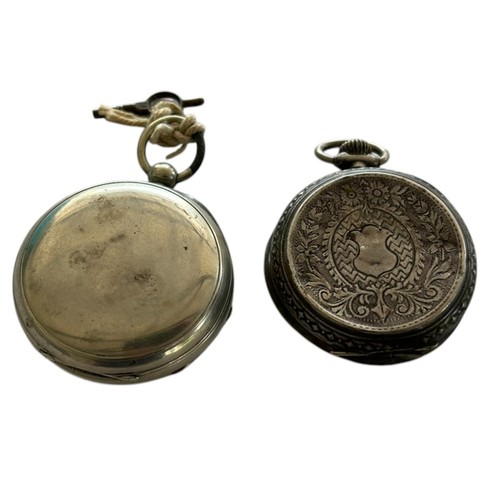160 - Two Pocket Watches (2)
A White Metal Cased Open Dial Keyless, Remontoir Cylindre 10 Rubis, German  (... 