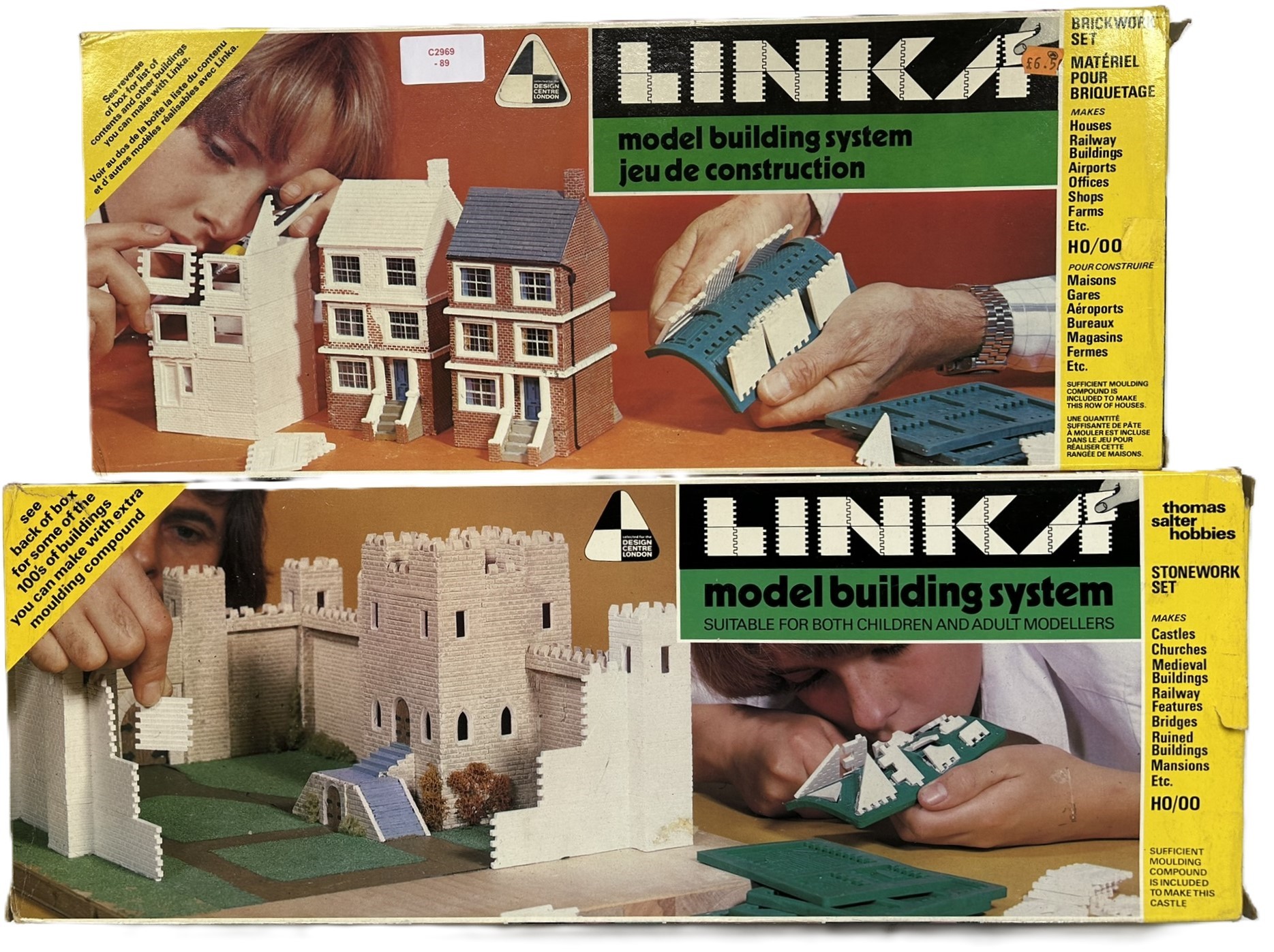 Linka. (2) Model building system. Brickwork set and stonework set. Both ...