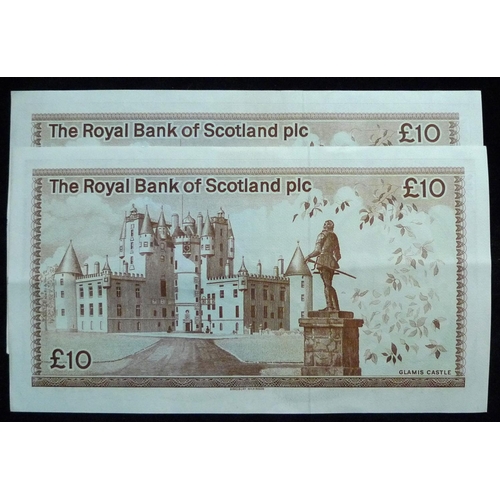 136 - Royal Bank of Scotland plc. £10. (2) SC819 05.01.83. A/66 188428 - 429 consecutive. NEF.