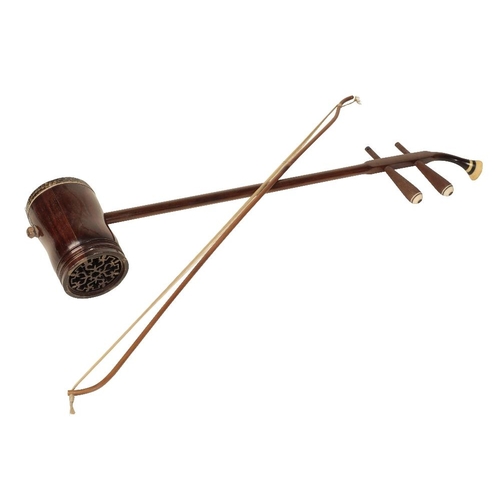 28 - CHINESE ROSEWOOD TWO-STRING FIDDLE (ERHU), together with bow, Length: 80cm Provenance: The Martin La... 