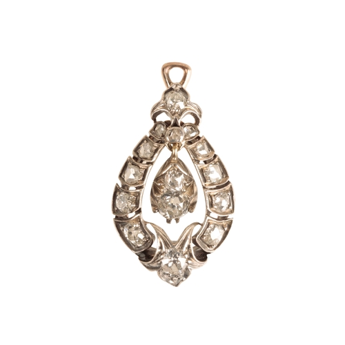 223 - A DIAMOND PENDANT the pendant in an oval open-work setting, with a diamond suspension to the centre,... 