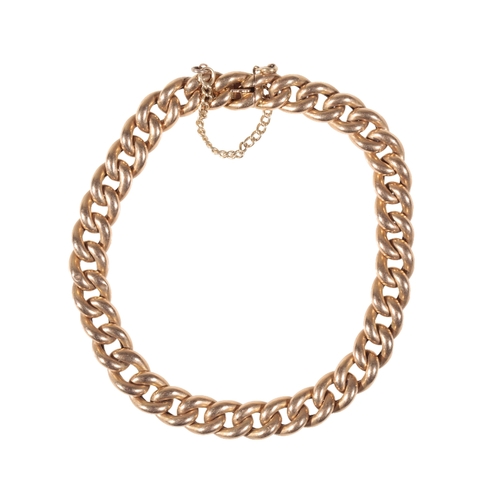 259 - 15CT YELLOW GOLD CHAIN LINK BRACELET with concealed clasp and safety chain, approx 12.2g