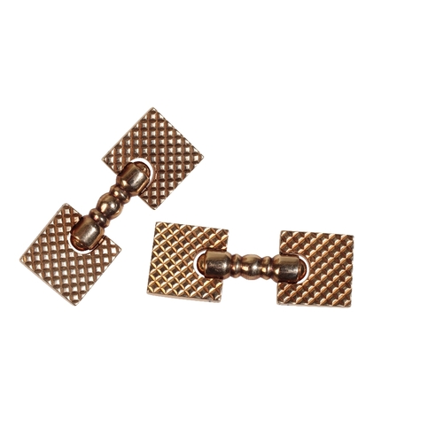 273 - A PAIR OF FRENCH CARTIER HINGED CUFFLINKS IN 14CT YELLOW GOLD each consisting of two square plaques ... 