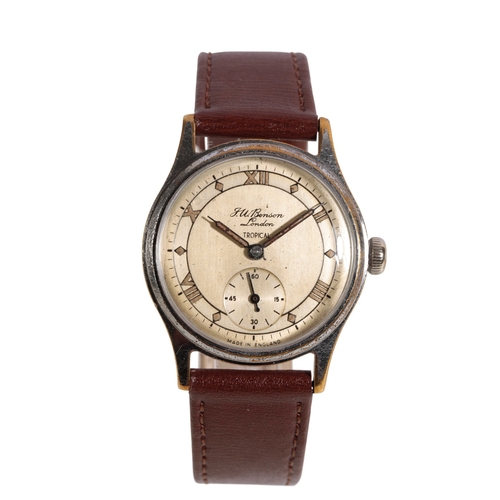 277 - J W BENSON TROPICAL STAINLESS STEEL GENTLEMAN'S WRIST WATCH with a Smith's manual wind movement, the... 