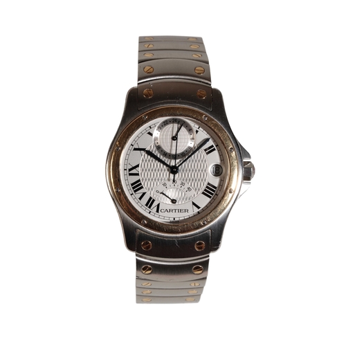 285 - CARTIER SANTOS PILOTS GMT GOLD AND STAINLESS STEEL GENTLEMAN'S BRACELET WATCH with automatic movemen... 