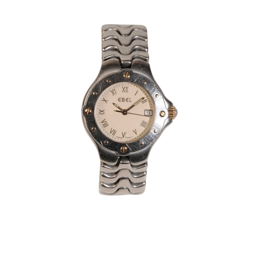 291 - EBEL SPORTSWAVE LADY'S STAINLESS STEEL BRACELET WATCH, circa 1990's with quartz movement,white dial,... 