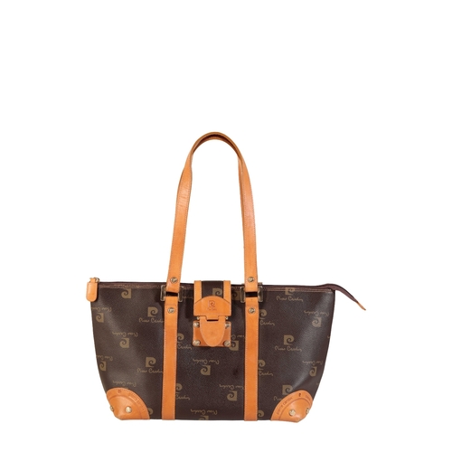 456a - PIERRE CARDIN HANDBAG with printed a Pierre Cardin design and saddle leather trim and another simila... 