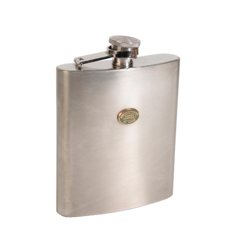 146 - A ROVER GROUP POLISHED PEWTER DRINKS FLASK together with another limited edition drinks flask to com... 