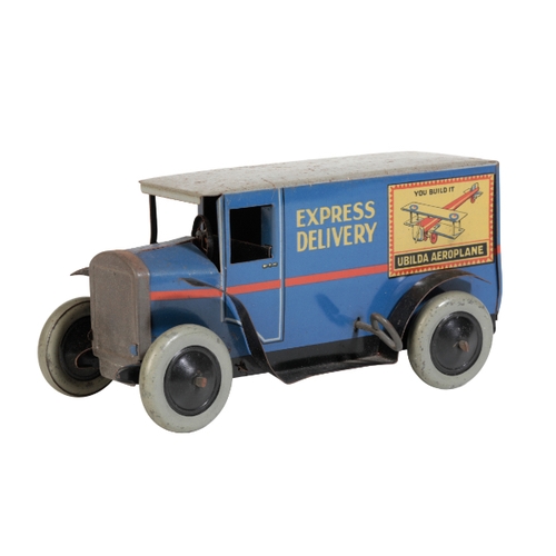 226 - A 1930'S BURNETT TOYS TINPLATE 'EXPRESS DELIVERY' VAN for Ubilda Toys, with a clockwork mechanism, 1... 