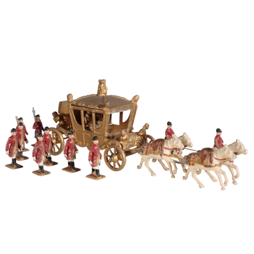 244 - A JONHILL & CO DIECAST MODEL OF THE 1953 CORONATION COACH with four horses and a group of footmen, t... 