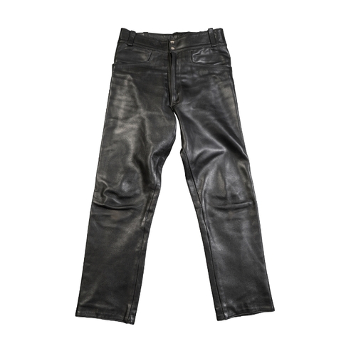 26 - A PAIR OF LEATHER JEANS BY RIVETTS OF LONDON classic 60s style, and another pair of Rivetts motorcyc... 