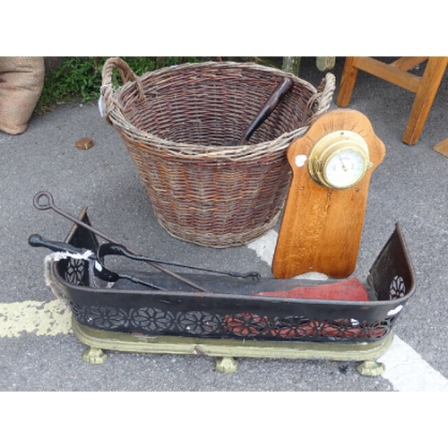 20 - A LOG BASKET, SMALL REGENCY FENDER and other items