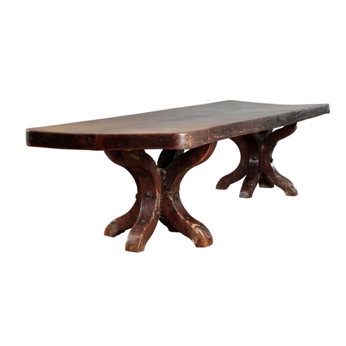 135 - THE POXWELL MANOR REFECTORY TABLE: AN IMPORTANT OAK AND ELM 