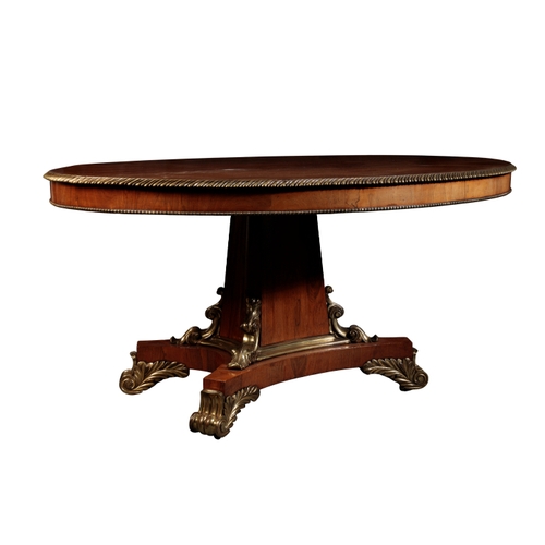 163 - A GEORGE IV ROSEWOOD AND GILT-METAL-MOUNTED CENTRE TABLE, second quarter 19th century, the hinged ti... 