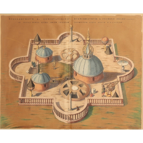 50 - JOAN BLAEU (1596-1673) A MAP OF STJERNEBORG 'THE CASTLE OF THE STARS' the astronomical observatory b... 