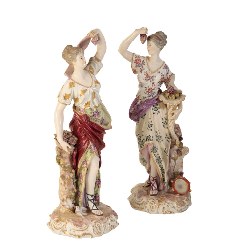 6 - A SET OF FOUR VIENNA  PORCELAIN FIGURES 19th century, emblematic of the seasons, the cream ground pa... 