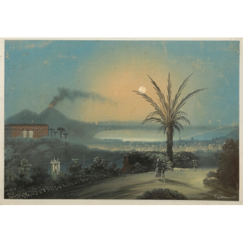 64 - NEAPOLITAN SCHOOL, 19TH CENTURY 'Isola di Procita' looking towards Procida with figures to the foreg... 