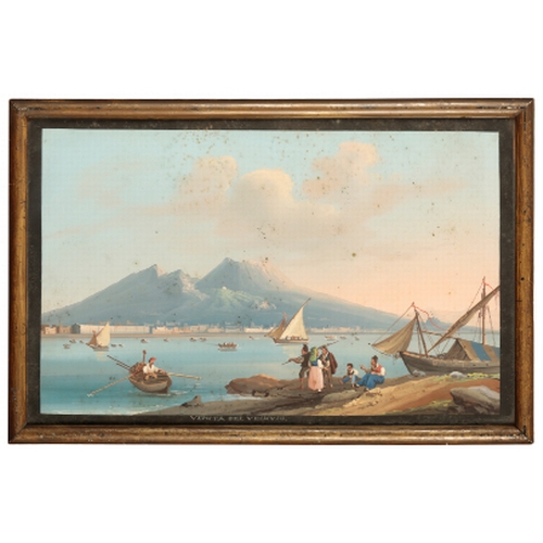 64 - NEAPOLITAN SCHOOL, 19TH CENTURY 'Isola di Procita' looking towards Procida with figures to the foreg... 