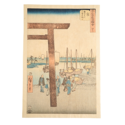 101 - UTAGAWA HIROSHIGE I (1797-1858) Miya, from the series of The Fifty-Three Stations of the Tokaido Roa... 
