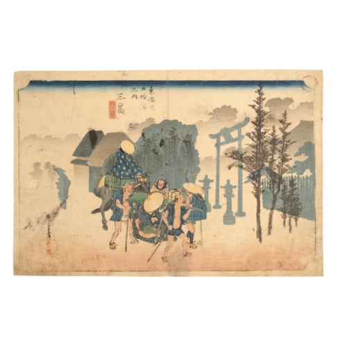 104 - UTAGAWA HIROSHIGE I (1797-1858) Mishima, from the series of The Fifty-Three Stations of the Tokaido ... 