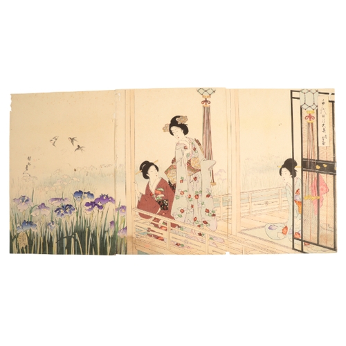 117 - YOSHU CHIKANOBU (1838-1912) Iris Gardens, from the series of The Inner Palace of Chiyoda 1897, woodb... 