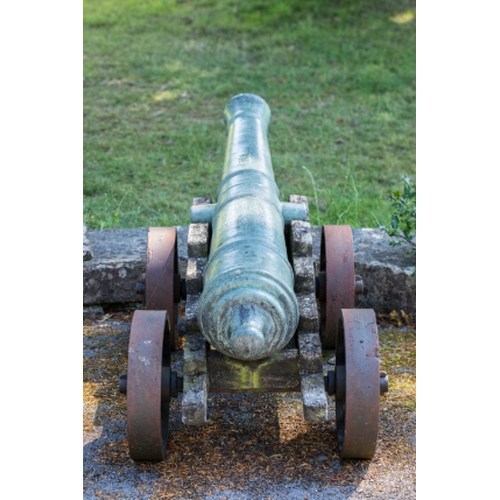 83 - A RARE CHINESE BRONZE CANNON, QIANLONG, DATED 1789 with a well patinated surface, the cannon bears i... 