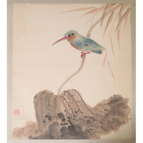 84 - AN ALBUM OF CHINESE ORNITHOLOGICAL STUDIES depicting birds perched in blossoming branches and on roc... 