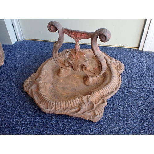 3 - A VICTORIAN CAST IRON BOOT SCRAPER with integral tray (crack to scraper bar)