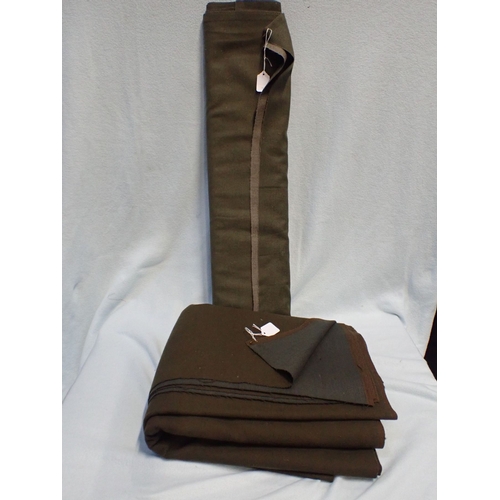 35 - TWO ROLLS OF OLIVE-GREEN SUITING MATERIAL (one paler)