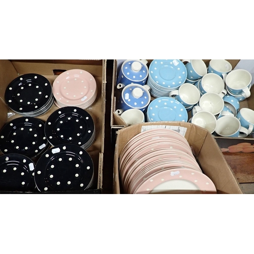 39 - A QUANTITY OF T. G. GREEN 'DOMINO' DINNER WARES in pale and dark blue, black and pink (late 'drilled... 