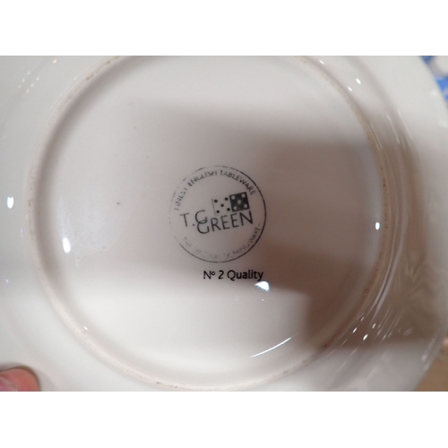 39 - A QUANTITY OF T. G. GREEN 'DOMINO' DINNER WARES in pale and dark blue, black and pink (late 'drilled... 