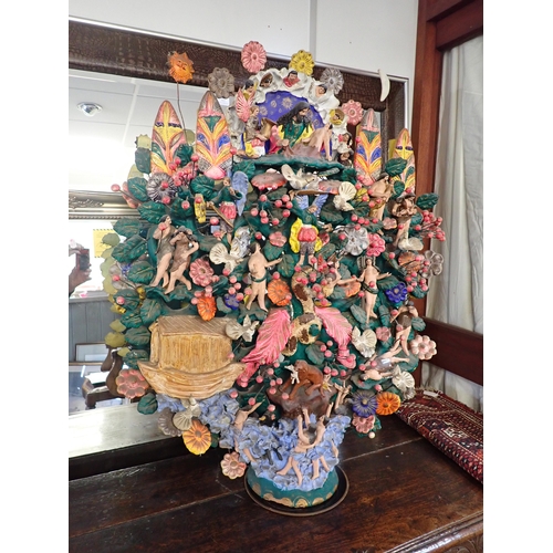 11A - ALFONSO SOTENO: A LARGE METEPEC POTTERY 'TREE OF LIFE' SCULPTURE the tree, or Árbol de la vida, all ... 
